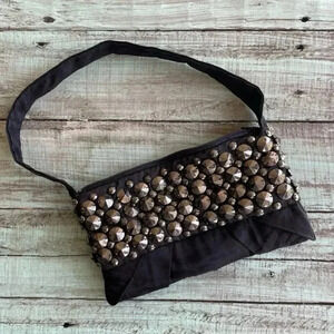 Handmade Handbag Remade Black Prom Dress 1 Of A Kind Goth Glam Retro Studded